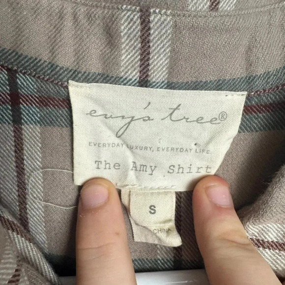 Evy's Tree Plaid Flannel Button Down Long Sleeve Small O38 - Picture 2 of 5